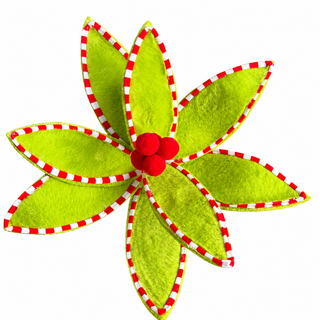 27" Grinch Poinsettia Stem with red/white piping