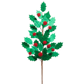 27" Red Felt Holly Spray