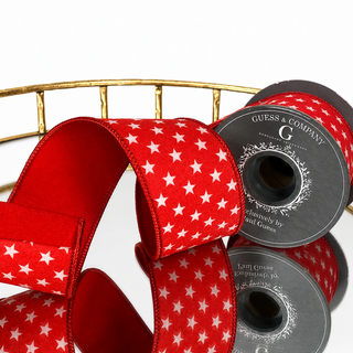 2.5"X5YD PRINTED STARS ON RED DUPION BACK