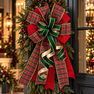 18" X 42" HOME FOR THE HOLIDAYS PREMADE BOW