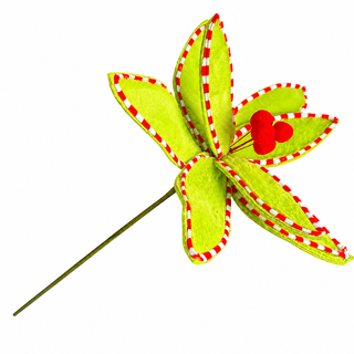 27" Grinch Poinsettia Stem with red/white piping