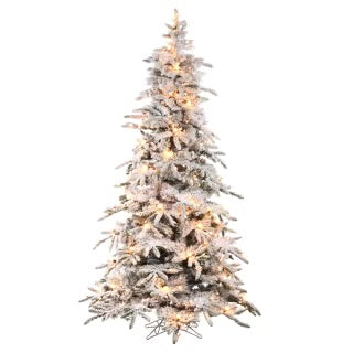 4.5'X38" FLOCKED BALSAM PINE TREE 452T/200CLEAR/24XG40 FROST CLEAR/UL