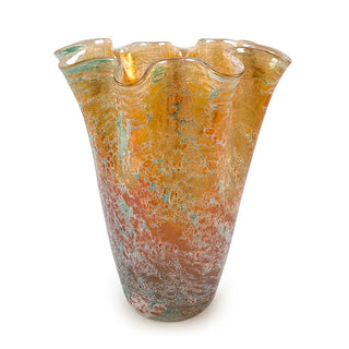 D12.5''H15.5''GLASS VASE AMBER AND BLUE