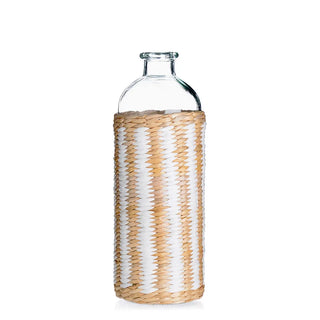 D4.5"H13"GLASS VASE WIGTH RATTAN HOLDER