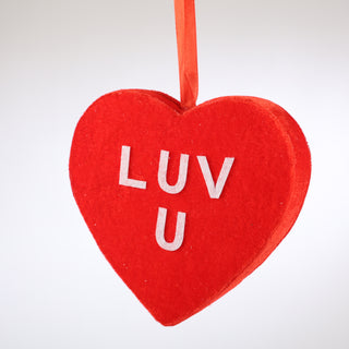 6" Luv U Hanging Heart Red