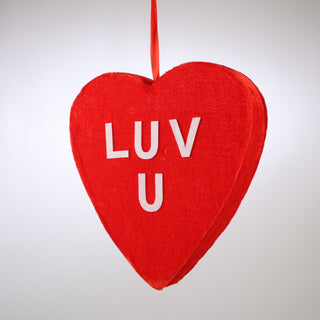 9" Luv U Hanging Heart Red