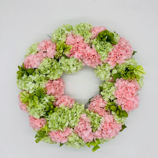 24" REAL TOUCH HYDRANGEA WREATH PINK/GREEN