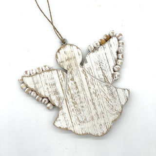 Whitewash Beaded Angel Ornament