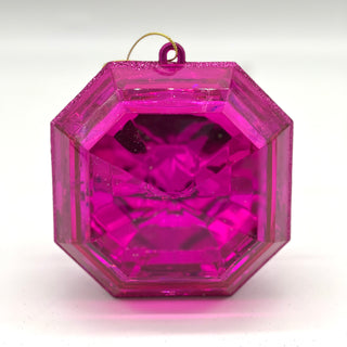 6" x 6" Square Jewel Box-Clear Cerise W/Cerise Glitter