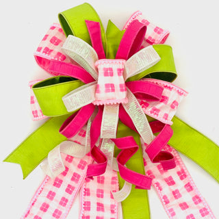 PREMADE SPRING BOW-DESIGN 2 PINK GINGHAM