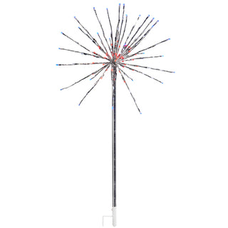 4" SILVER STARBURST WITH RED WHITE AND BLUE LIGHTS STAKE