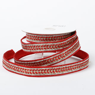 0.75" X 5 YDS RED BEADED DUPION BACKED RIBBON