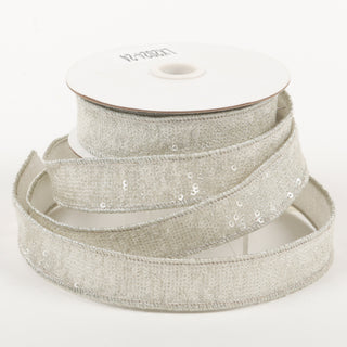 1" X 5 YDS White Sequin Dupion Backed Ribbon