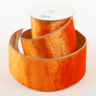 4" X 5 YDS ORANGE VELVET DUPION BACKED RIBBON