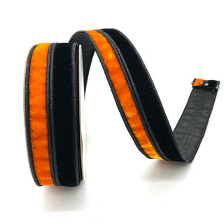 Orange and Black Velvet Stripe Ribbon, Fused Back 2.5" X 10 Yards