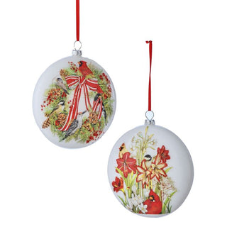 5" GLASS CARDINAL DISC ORNAMENT-LEFT ONLY