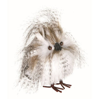 Standing Zebra Feather Owl 6"