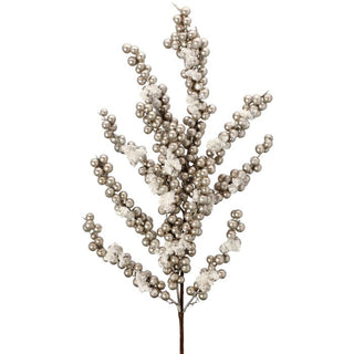 29" SNOW CRUSTED METALLIC BERRY CLUSTER SPRAY-PLAT