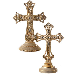 9" RESIN JEWELED CROSS ON BASE (LEFT ONLY)