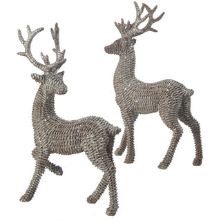 18" RSN GLITTER RATTAN STANDING DEER (LEFT ONLY)