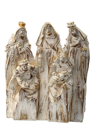 9.5" RESIN CARVED WOOD BLOCK NATIVITY