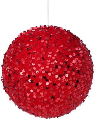 6" SEQUIN BALL ORNAMENT - RED