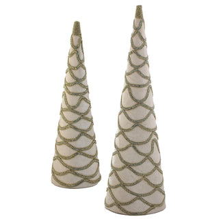 18" - IVORY VELVET WITH JEWEL CONE TREE