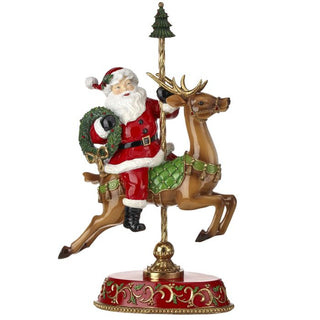 18" RESIN SANTA W/CAROUSEL DEER