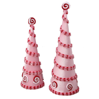 24" - RED/PNK CANDY SNOW GLITTER CONE TREE (LARGE)