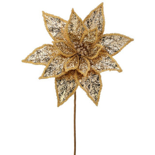 24" METALLIC GLITTER POINSETTIA STEM