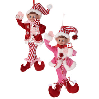 11" FABRIC SWEETS PIXIE ELF ORNAMENT (RED ONLY)