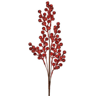 36" GLITTER BERRY SPRAY-RED