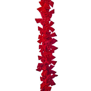 48" VLVT/SEQUIN BOW GARLAND-RED