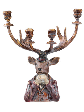 16.5" RESIN GENTLEMEN DEER CANDLE HOLDER