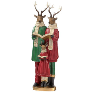 16" RESIN CAROLING DEER FAMILY