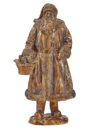 17" RESIN SANTA W/PINECONE BASKET