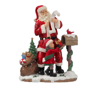 17" RESIN SANTA W/CHILDREN/MAILBOX