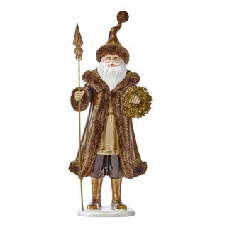 15" RESIN REGAL SANTA W/STAFF/WREATH