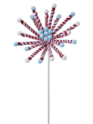 21" FROSTED PEPPERMINT STICK POINSETTIA STEM