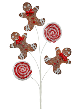 26"FROSTED GINGERBREAD/PEPPERMINT SPRAY