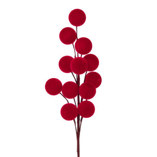 24" Flocked Large Berry Spray, Red