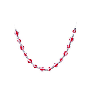 48" Satin Peppermint Ball Garland, Red/White