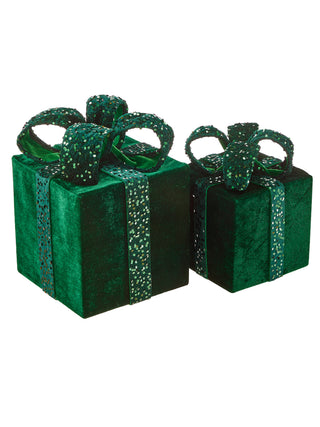 12" VELVET/SEQUIN GIFT BOX-GREEN (SMALL ONLY)