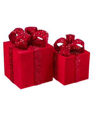 12" VELVET/SEQUIN GIFT BOX-RED (SMALL ONLY)