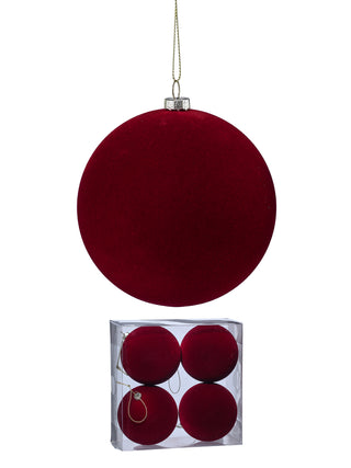 100MM PLSTC FLOCKED BALL ORNAMENT BOX/4-BURG