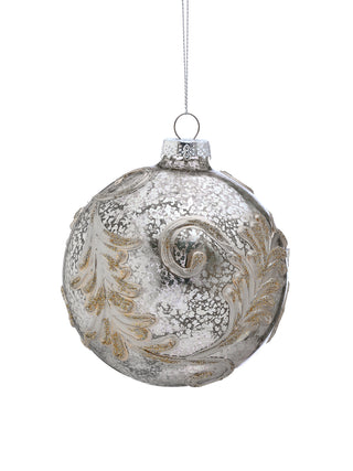 4" GLASS ACANTHUS LEAF BALL ORNAMENT