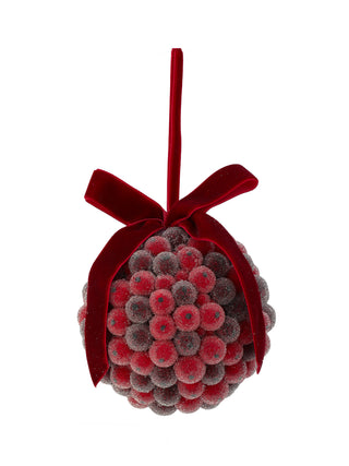 4" Beaded Berry Ball Ornament, Red/Burgundy