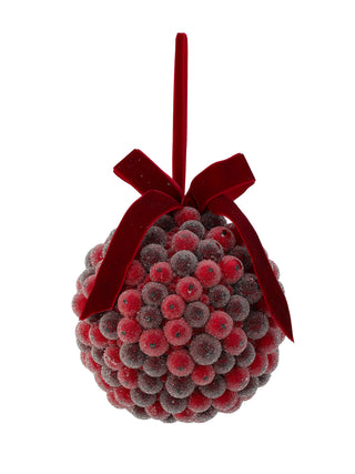 5" Beaded Berry Ball Ornament, Red/Burgundy