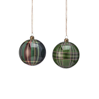 4" GENTLEMEN STYRO PLAID BALL ORNAMENT(LEFT ONLY)