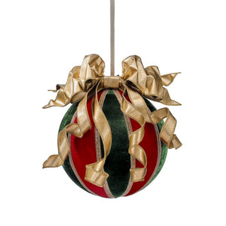10" VELVET W/BOW BALL ORNAMENT